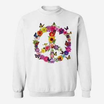 Butterfly Peace Sign Floral Flower Garden Nature Sweatshirt - Thegiftio UK