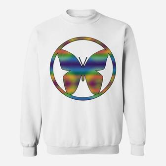 Butterfly Rainbow Tie Dye Hippy Groovy Retro Sweatshirt - Thegiftio UK