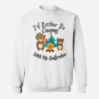 Camping With My Godbrother Cute Camper Bear Family Campfire Sweatshirt | Crazezy