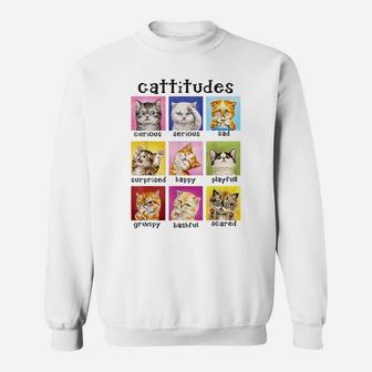 Cat Lovers Cattitudes Cat Emotion Gift For Kitten Fan Cute Sweatshirt | Crazezy
