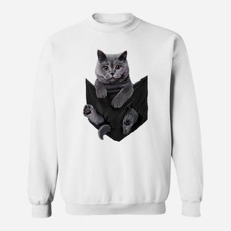 Cat Lovers Gifts British Shorthair In Pocket Funny Kitten Sweatshirt | Crazezy UK