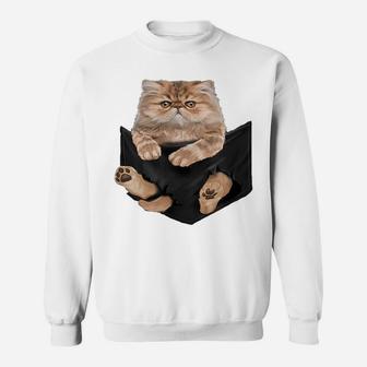 Cat Lovers Gifts Persian In Pocket Funny Kitten Face Sweatshirt | Crazezy