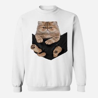 Cat Lovers Gifts Persian In Pocket Funny Kitten Face Sweatshirt Sweatshirt | Crazezy