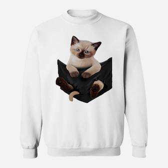 Cat Lovers Gifts Siamese In Pocket Funny Kitten Face Sweatshirt | Crazezy
