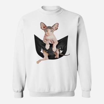 Cat Lovers Gifts Sphynx In Pocket Funny Kitten Face Sweatshirt Sweatshirt | Crazezy