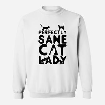 Cat Lovers Perfectly Sane Cat Lady Funny Feline Raglan Baseball Tee Sweatshirt | Crazezy AU