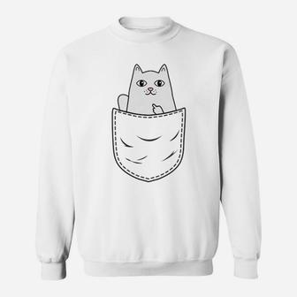 Cat Middle Finger Pocket Funny Cat Sweatshirt | Crazezy CA