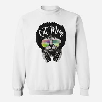 Cat Mom Dj Music Funny Cat Lovers Mother's Day Women Tees Sweatshirt | Crazezy