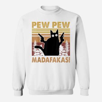 Cat Pew Pew Madafakas Vintage Crazy Cat Lovers Funny Tee Sweatshirt | Crazezy AU