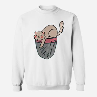 Cat Pocket Kitty Face Themed Gifts Pet Kitten Animal Lover Sweatshirt | Crazezy UK