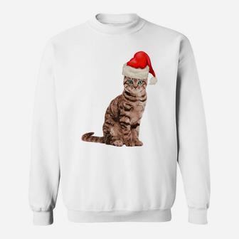 Cat Santa Hat Meowy Merry Christmas In July Sweatshirt | Crazezy DE