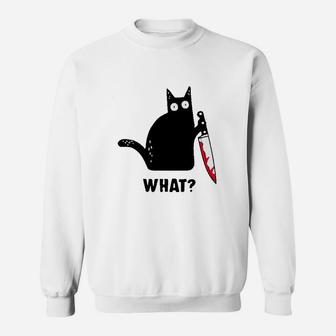 Cat What Funny Black Cat Sweatshirt - Thegiftio UK