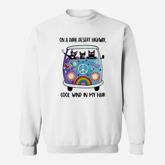 Cats And Hippie Bus On A Dark Desert Highway Cool Wind In My Hair Shirt Sweatshirt - Thegiftio UK