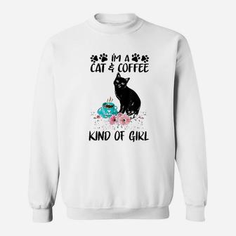 Cats Lover Cat And Coffe Kind Of Girl Sweatshirt | Crazezy DE