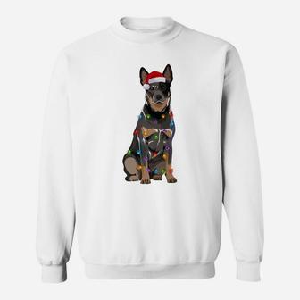Cattle Dog Christmas Lights Xmas Dog Lover Santa Hat Sweatshirt | Crazezy CA