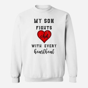 Chd Awareness My Son Fights Chd Heart Warrior Shirt Sweatshirt | Crazezy
