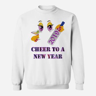 Cheer To A New Year 2019 Classy Wine Glass Celebration Tees Sweatshirt - Thegiftio UK