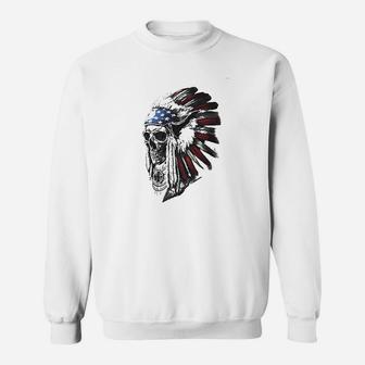 Chief Skull Native American Indian Flag Sweatshirt - Thegiftio UK