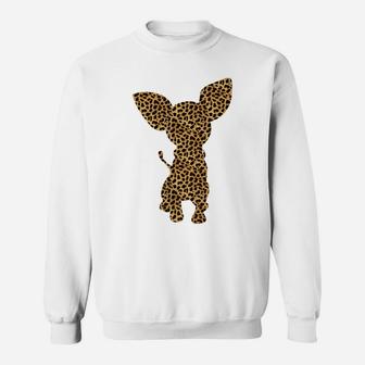 Chihuahua Leopard Print Dog Pup Animal Lover Women Gift Sweatshirt | Crazezy