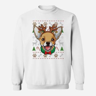 Chihuahua Ugly Christmas Reindeer Antlers Xmas Girls Women Sweatshirt Sweatshirt | Crazezy UK