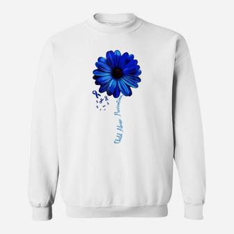 Child Abuse Awareness Beautiful Flower Blue Ribbon Sweatshirt | Crazezy UK