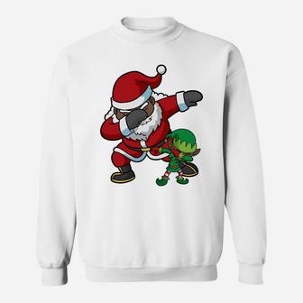 Christmas African American Dabbing Santa Claus Elf Dab Gift Sweatshirt | Crazezy CA