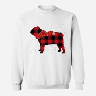 Christmas English Bulldog Red Plaid Dog Lover Pajamas Gift Sweatshirt | Crazezy