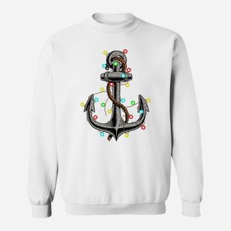 Christmas Lights Anchor Boating Sailing Funny Boat Xmas Gift Sweatshirt | Crazezy