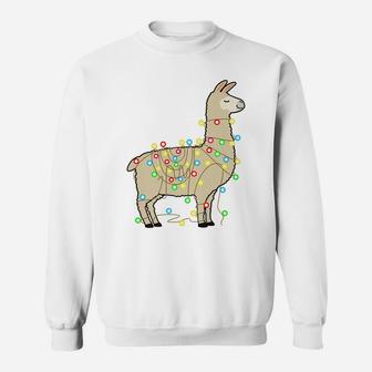 Christmas Lights Llama Lover Funny Xmas Holiday Gift Sweatshirt | Crazezy