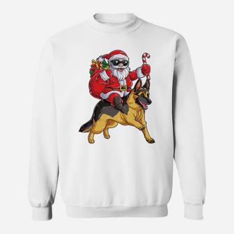 Christmas Santa Claus Riding German Shepherd Xmas Boys Dog Sweatshirt Sweatshirt | Crazezy CA