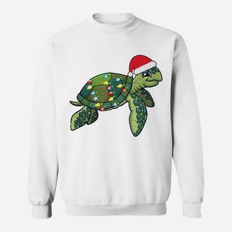 Christmas Sea Turtle With Santa Hat Holiday Cute Gift Pajama Sweatshirt | Crazezy
