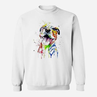 Colorful Baby Pit-Bull Terrier Lover Dad Mom Funny Kidding Sweatshirt | Crazezy