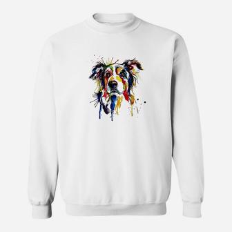 Colorful Border Collie Dog Lover Dad Mom Sweatshirt | Crazezy AU