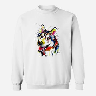 Colorful Husky Dog Lover Sweatshirt | Crazezy AU