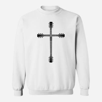 Cool Christian Guitar Cross | Funny Musician Guitarist Gift Sweatshirt | Crazezy CA