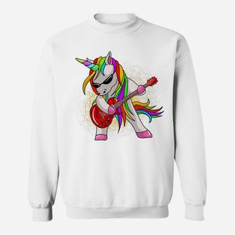 Cool Unicorn Playing Guitar | Funny Animal Guitarist Gift Sweatshirt | Crazezy UK