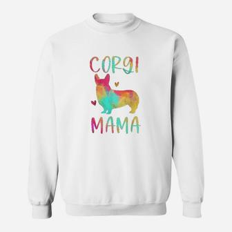 Corgi Mama Colorful Welsh Corgi Gifts Dog Mom Sweatshirt | Crazezy UK