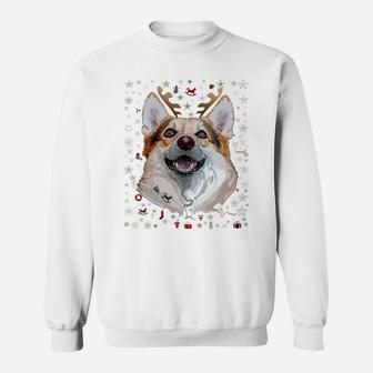 Corgi Reindeer Ugly Christmas Sweater Gift Funny Dog Xmas Sweatshirt Sweatshirt | Crazezy