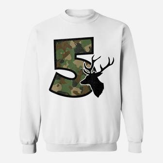 Country Boys Camo 5 Five Year Old Birthday Deer Hunter Theme Sweatshirt | Crazezy UK