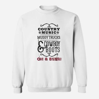 Country Music Muddy Trucks Cowboy Boots Sweatshirt | Crazezy