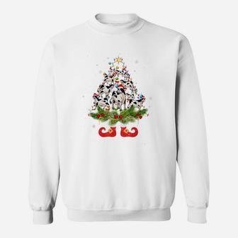 Cow Christmas Tree Lights Funny Santa Hat Lover Sweatshirt | Crazezy DE