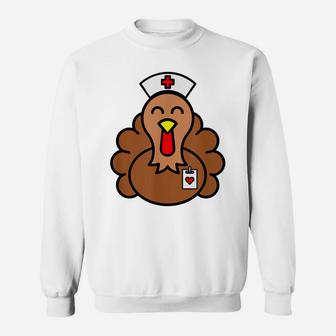 Cute And Funny Thanksgiving Turkey Nurse Sweatshirt | Crazezy