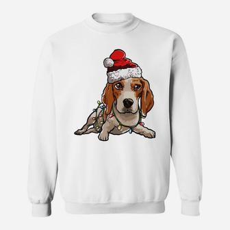 Cute Beagle Retriever Santa Christmas Tree Lights Xmas Sweatshirt Sweatshirt | Crazezy
