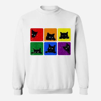 Cute Black Cat Lgbt Rainbow Gay Pride Cat Lovers Sweatshirt | Crazezy UK