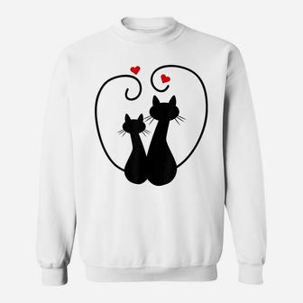 Cute Cats In Love With Red Hearts For Cat Lovers Gift Sweatshirt | Crazezy UK