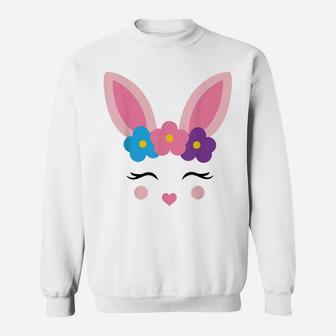 Cute Easter Bunny Face Flower Crown Toddler Holiday Costume Sweatshirt | Crazezy UK