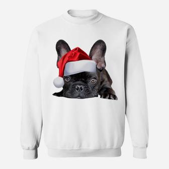 Cute French Bulldog Santa Hat Frenchie Image Christmas Gift Sweatshirt Sweatshirt | Crazezy DE