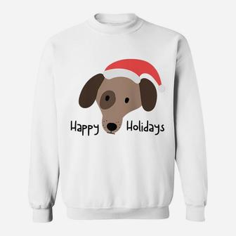 Cute Hand-Drawn Dog Christmas Puppy With Funny Santa Hat Raglan Baseball Tee Sweatshirt | Crazezy