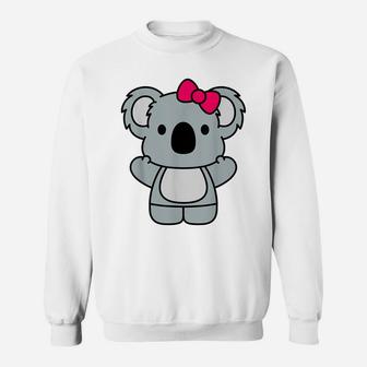 Cute Koala Bear With Bow Animal Lover Gift For Women Girls Sweatshirt | Crazezy