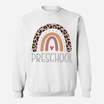 Cute Leopard Cheetah Print Rainbow Preschool Teacher Sweatshirt | Crazezy